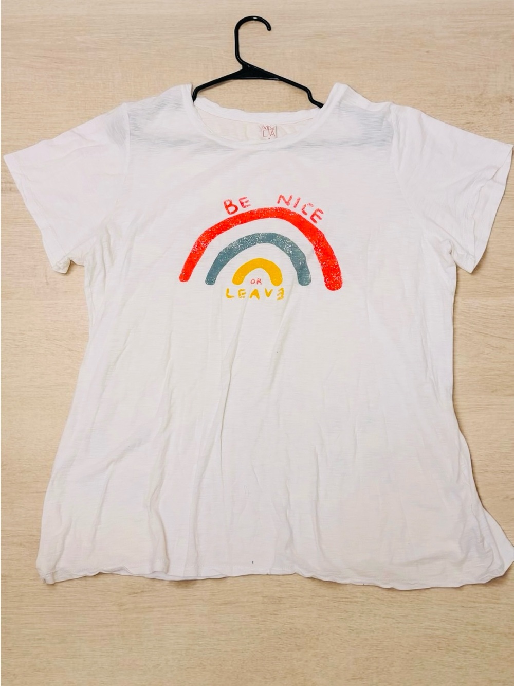 Be Nice Rainbow Graphic Tee - White‎